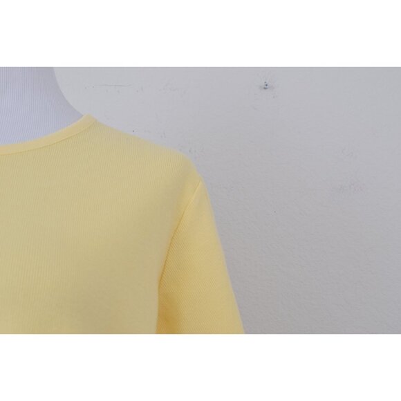 Vintage 90s‎ Yellow Cotton-Spandex Scop Neck Tee  | size L - Picture 6 of 10